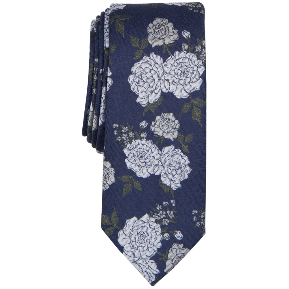 Bar III Men Shiloh Floral Tie Silver